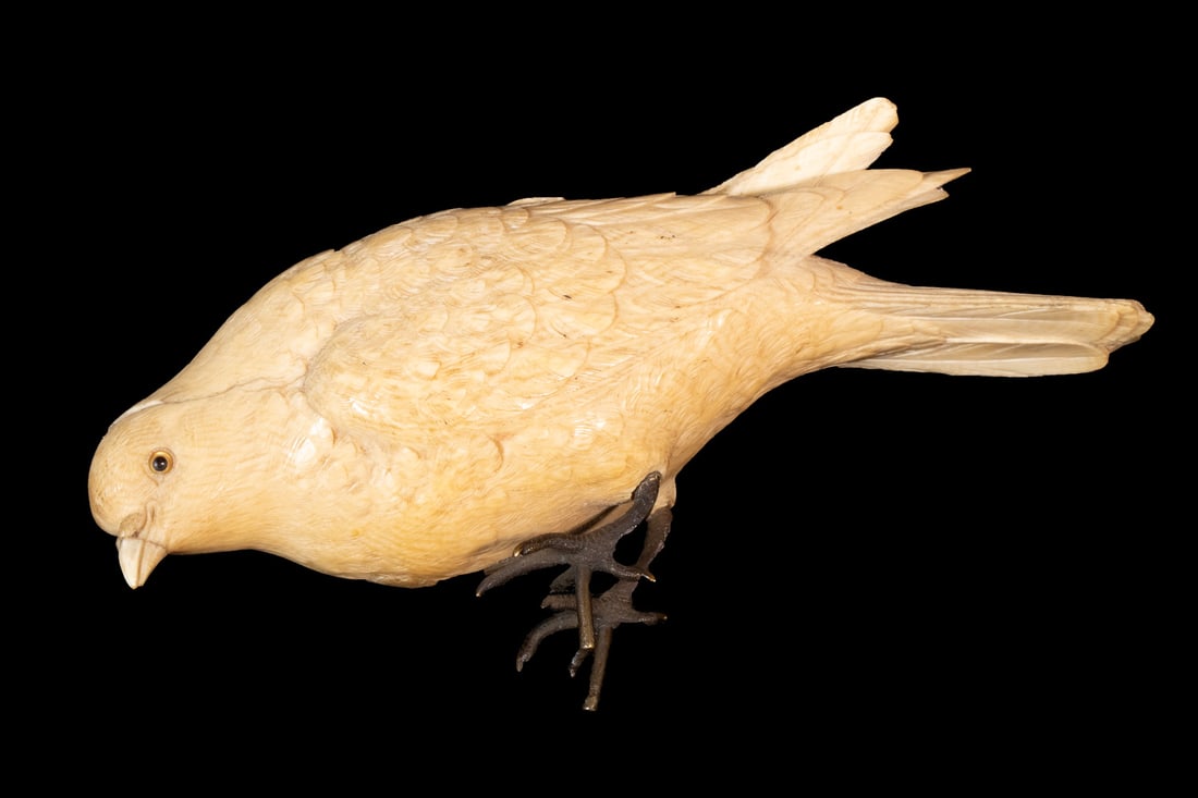 19TH C. JAPANESE IVORY BIRD