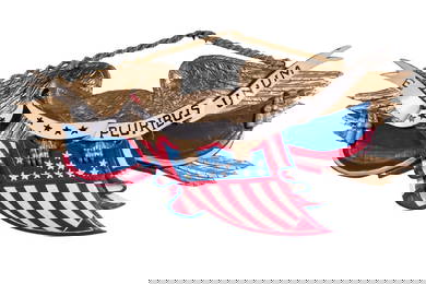 CARVED & PAINTED EAGLE PLAQUE BY J.R. PEACOCK