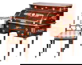 FRENCH BRONZE MOUNTED EMPIRE STYLE CYLINDER DESK WITH CHAIR