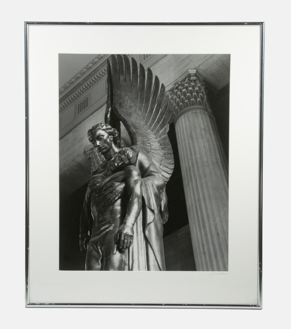 TILLMAN CRANE (CONTEMPORARY CAMDEN, MAINE): Memorial Angel, large format gelatin silver photograph, signed on mat; in aluminum casement frame, matted under plexi. OS: 24 x 20 in. (61 x 50.8 cm.) SS: 18 x 14 in. (45.7 x 35.6 cm.)