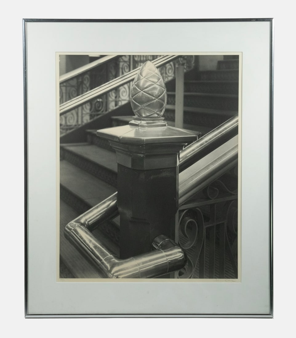 TILLMAN CRANE (CONTEMPORARY CAMDEN, MAINE): Handrail, Wilmington, Delaware, 1952, large format platinum/palladium photograph, signed and marked 'AP/1' in lower margin; also titled and dated verso with original price of $600, in later aluminum c