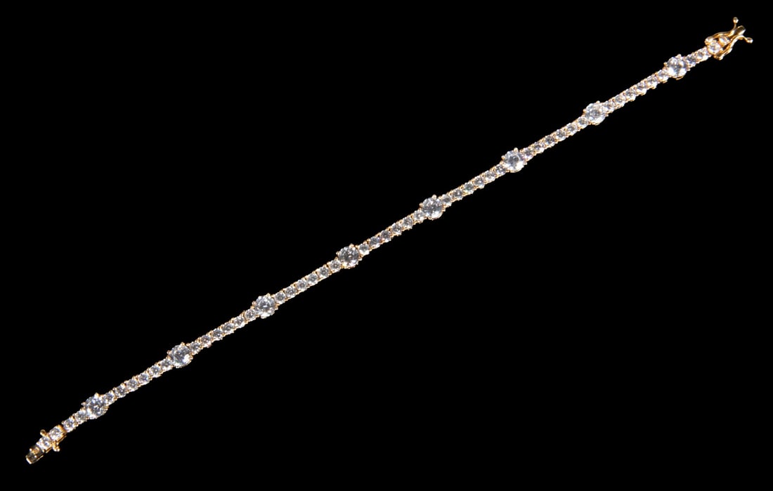 GOLD-PLATED STERLING SILVER AND CUBIC ZIRCONIA TENNIS BRACELET (1 of 2)
