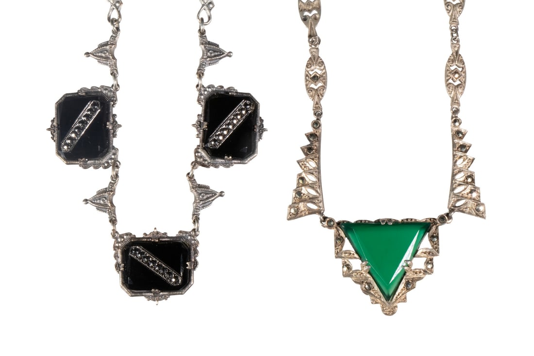 (2) ART DECO STERLING SILVER NECKLACES (1 of 1)
