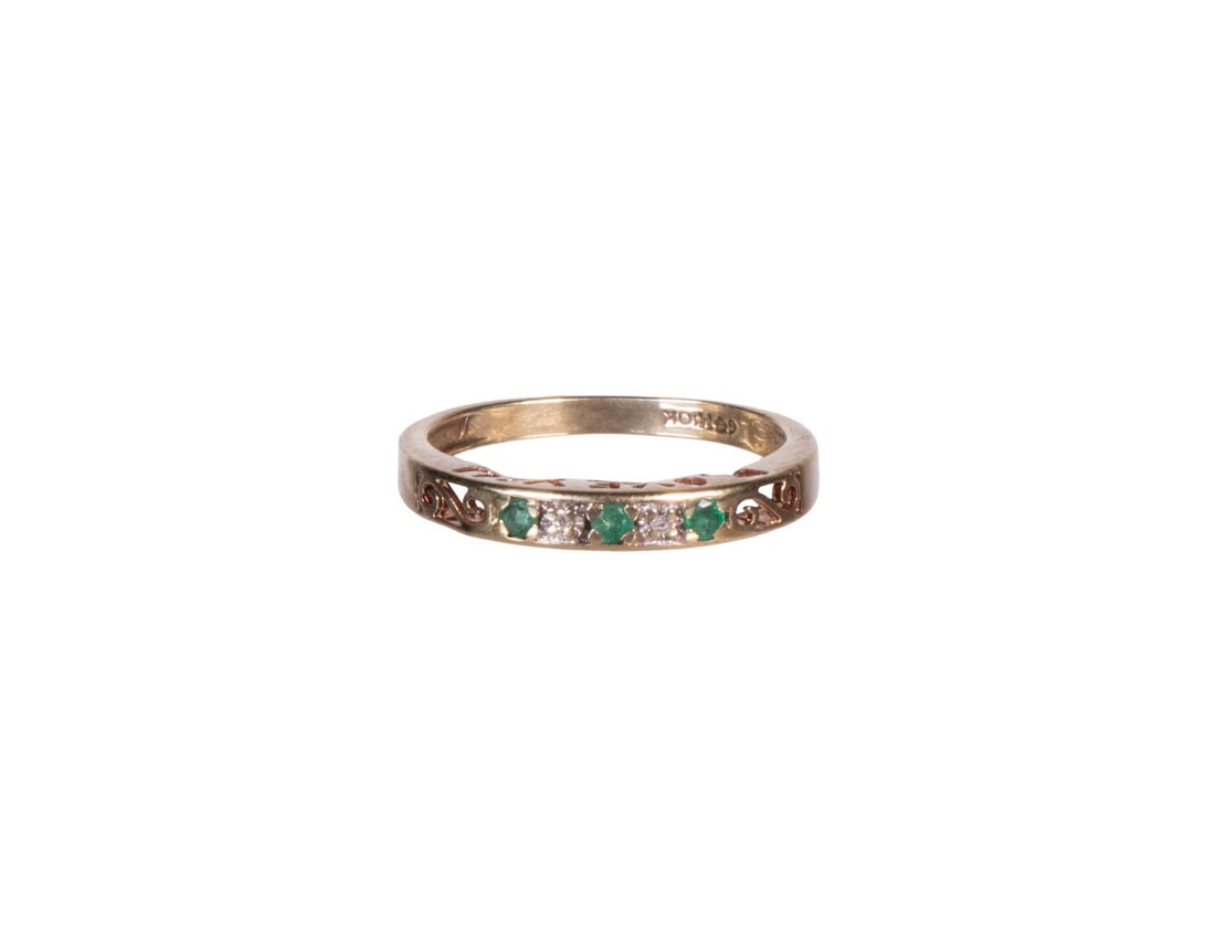 10K GOLD, EMERALD, AND DIAMOND RING (1 of 2)