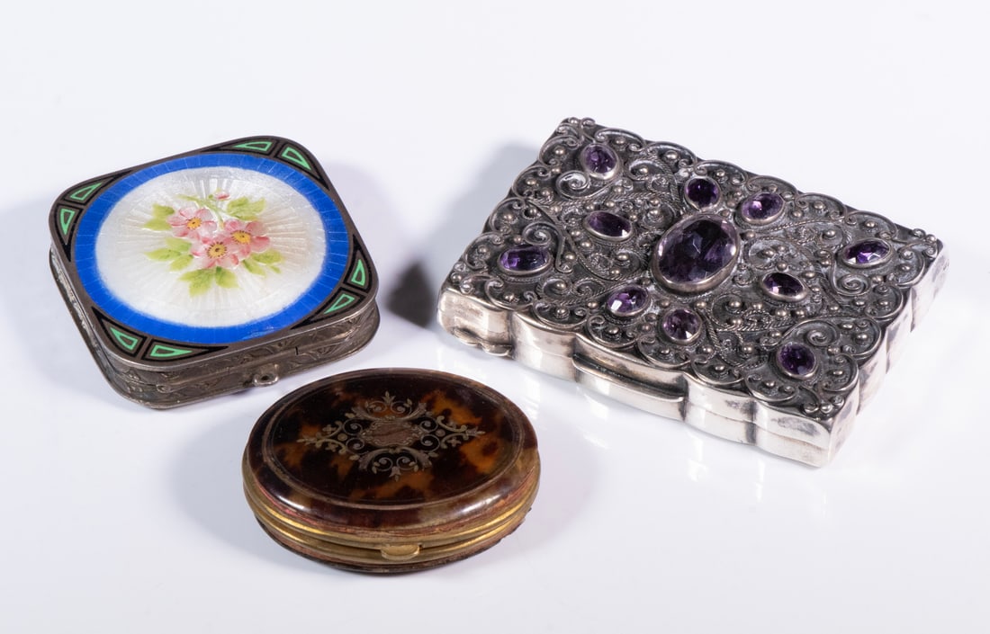 (3) SMALL SILVER MOUNTED BOXES (1 of 2)