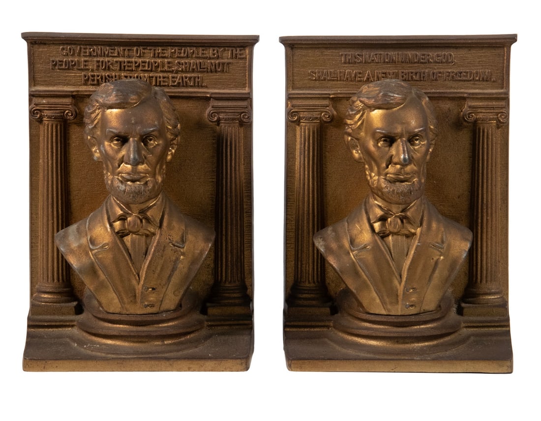 PR BRADLEY & HUBBARD BRONZED CAST IRON ABRAHAM LINCOLN BOOKENDS (1 of 2)