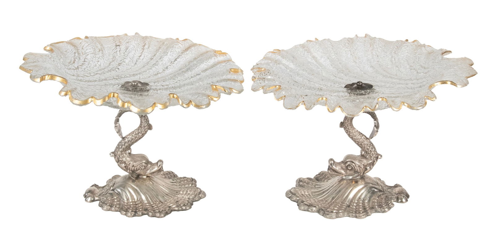 PR VICTORIAN GLASS & SILVER-PLATE TAZZAS (1 of 3)