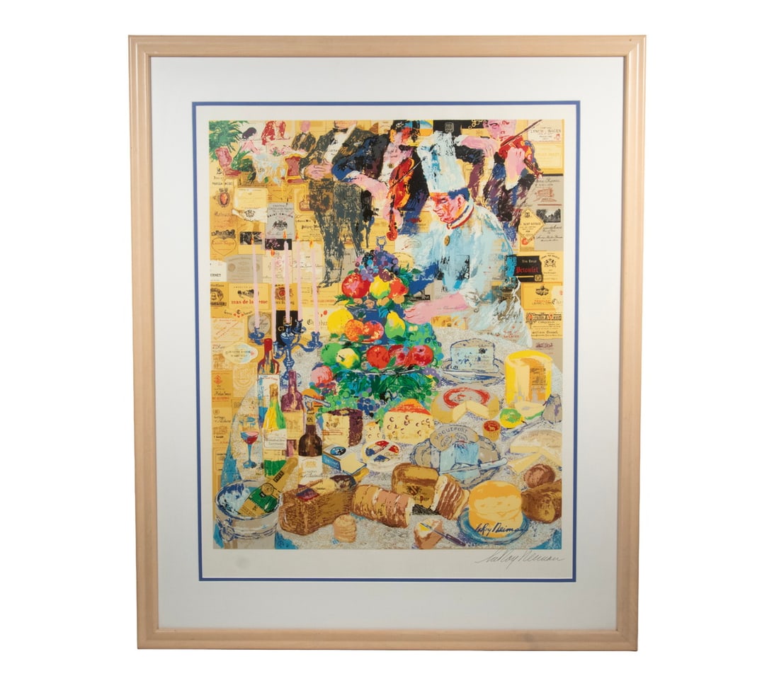 LEROY NEIMAN (NY/IL/MN, 1921-2012): Chef La Cuisine Francais, 1995 serigraph, signed in print, also pencil signed, open edition, in bleached birch frame, matted under non-glare glass.OS: 37 x 30 1/2 in. (94 x 77.5 cm.), SS: 25 1/2 x 21