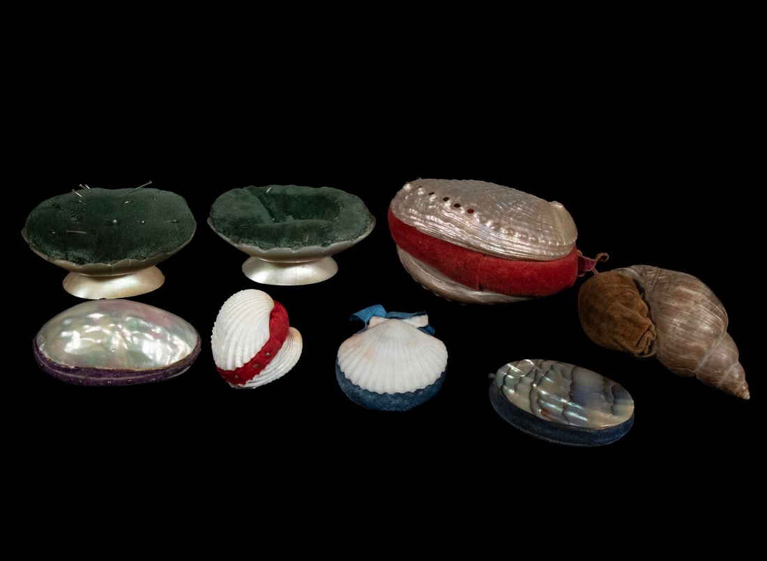(8) VICTORIAN SEASHELL PINCUSHIONS, 19TH–EARLY 20TH CENTURY (1 of 1)