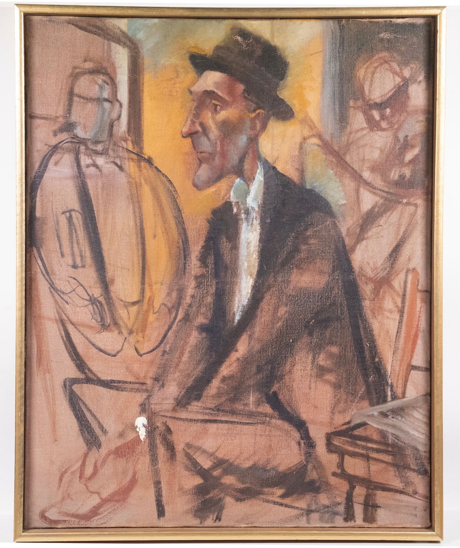 CARICATURE PAINTING (SELF?) PORTRAIT OF COOL CAT, CIRCA 1945 (1 of 2)