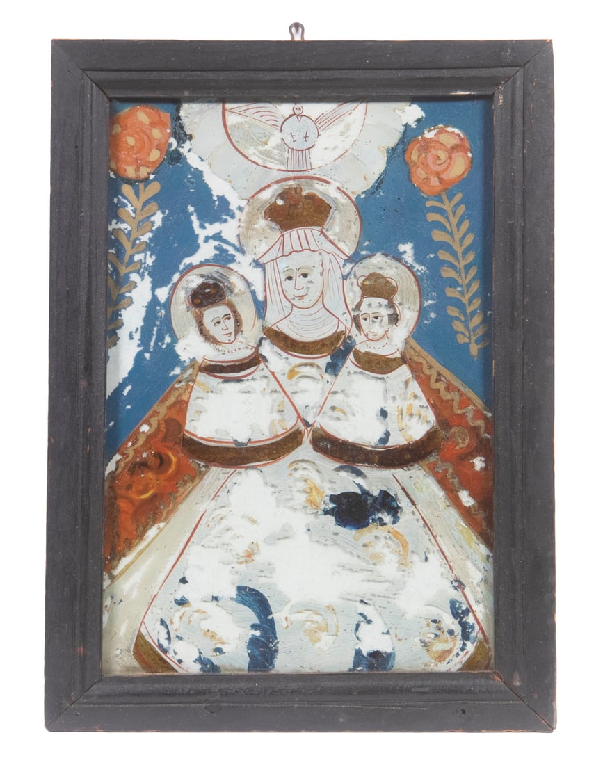 18TH C. CONTINENTAL REVERSE GLASS PAINTED ICON (1 of 3)