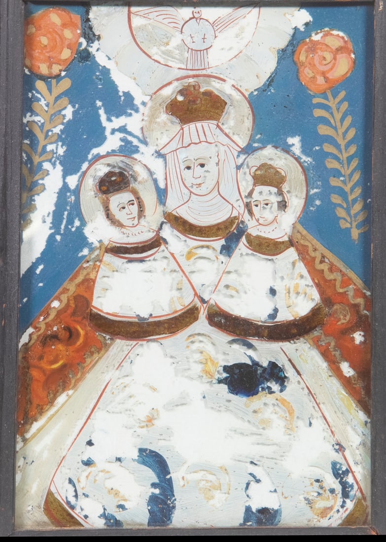 18TH C. CONTINENTAL REVERSE GLASS PAINTED ICON - 2
