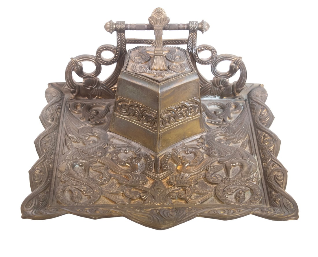 (5PC) VICTORIAN BRASS DESK ACCESSORIES - 3