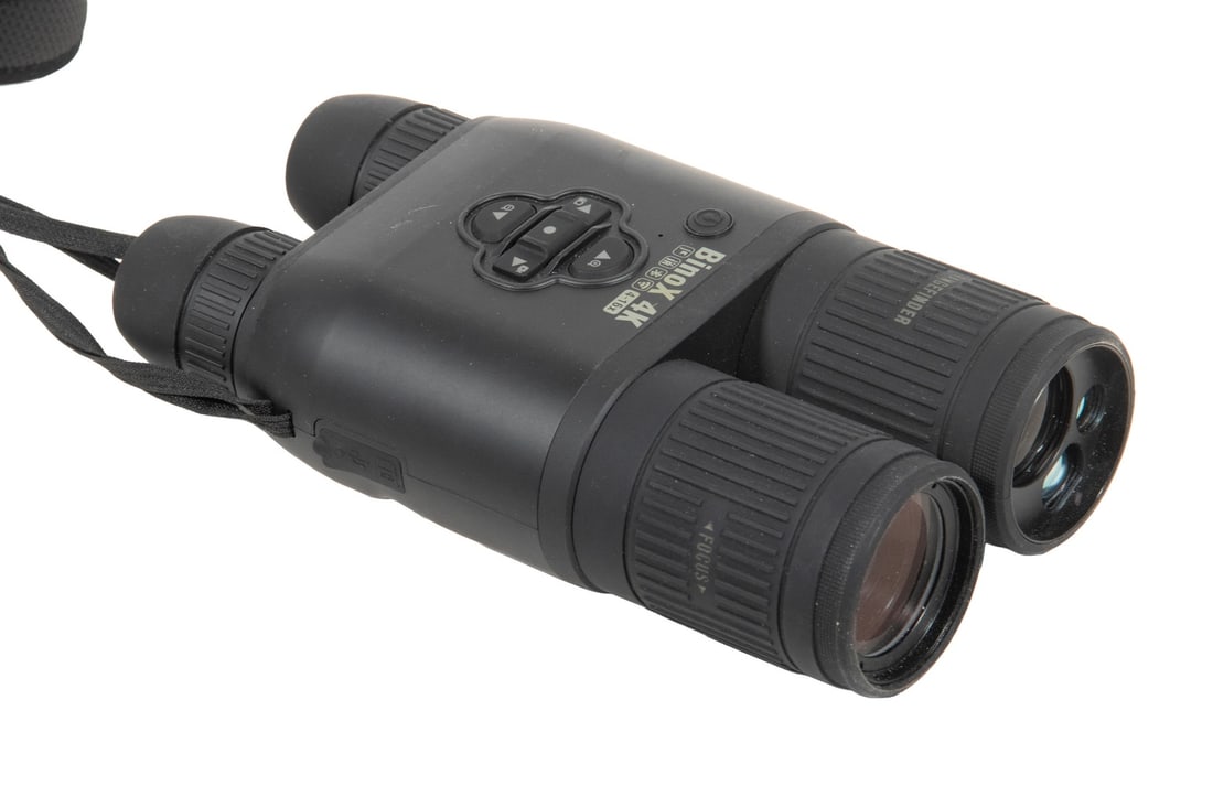 ATN BINOX 4K 4X-16X IR BINOCULARS W/ RANGEFINDER: An offering of high-tech ranging binoculars made by ATN. The binoculars host a range of features including IR-capability with built-in illuminator, rangefinder with kilometer max range, and the abilit