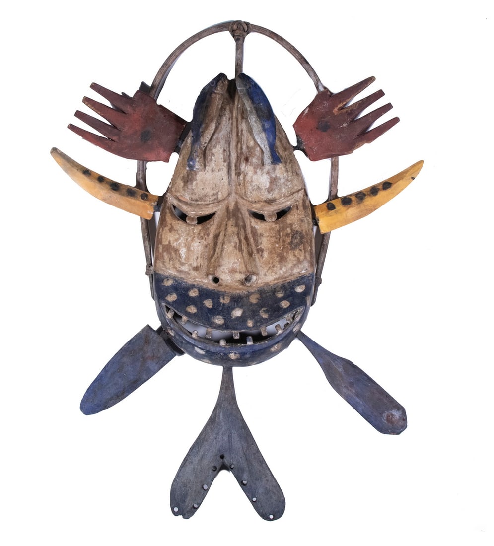 RARE YUP'IK DANCE MASK, ALASKA, EARLY 20TH C. (1 of 6)
