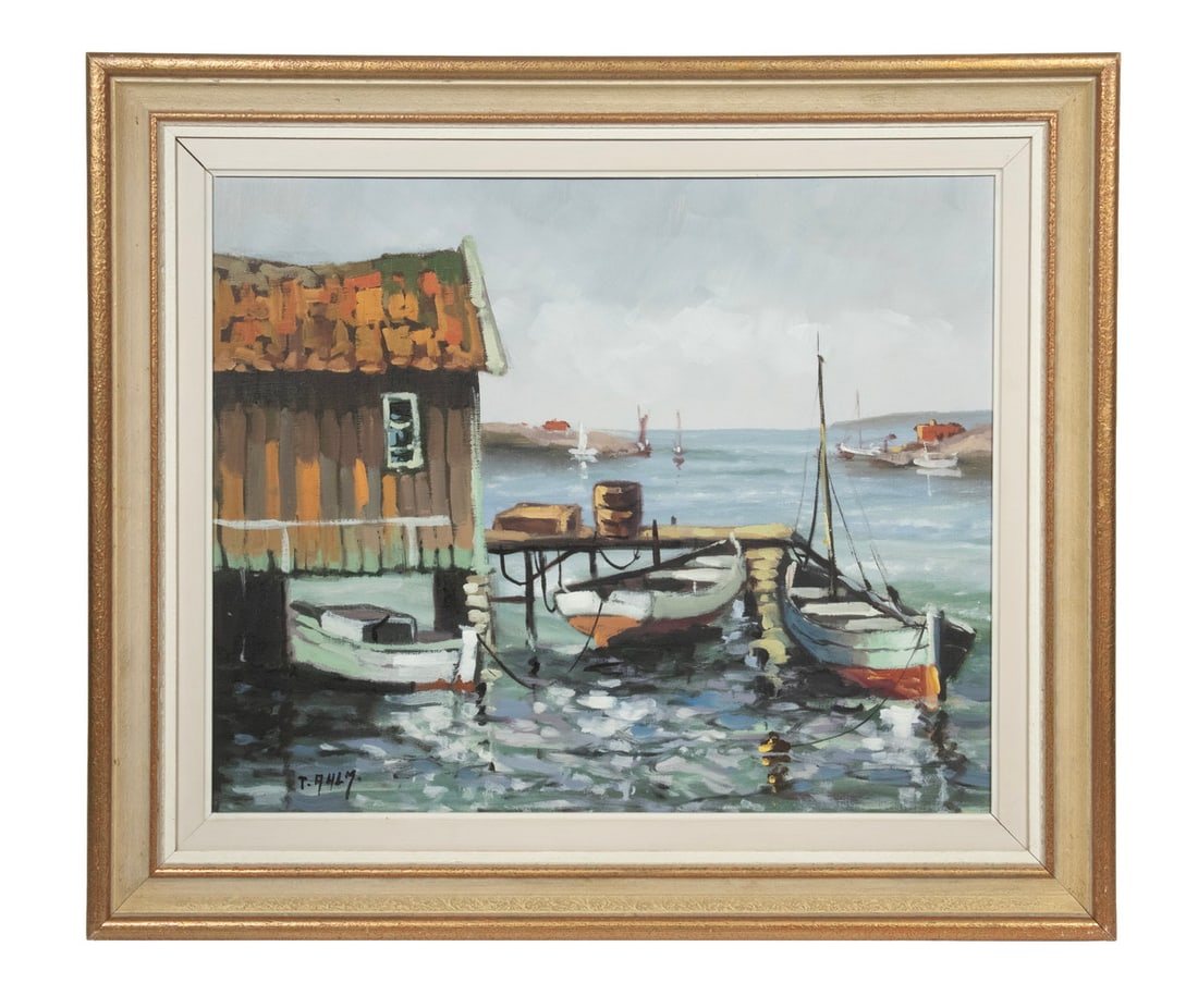SWEDISH COASTAL PAINTING SIGNED (1 of 3)