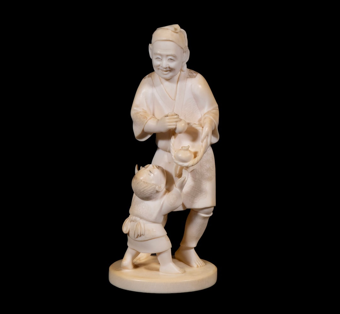19TH C JAPANESE MEIJI PERIOD IVORY OKIMONO, SIGNED (1 of 4)