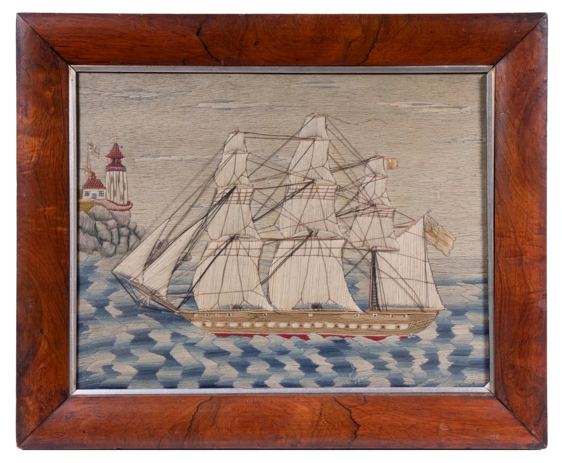 ENGLISH WOOLSEY OF SHIP & LIGHTHOUSE (1 of 3)