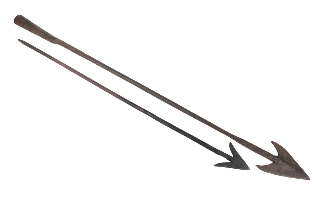 (2) 19TH C. FORGED IRON HARPOON TIPS - 2
