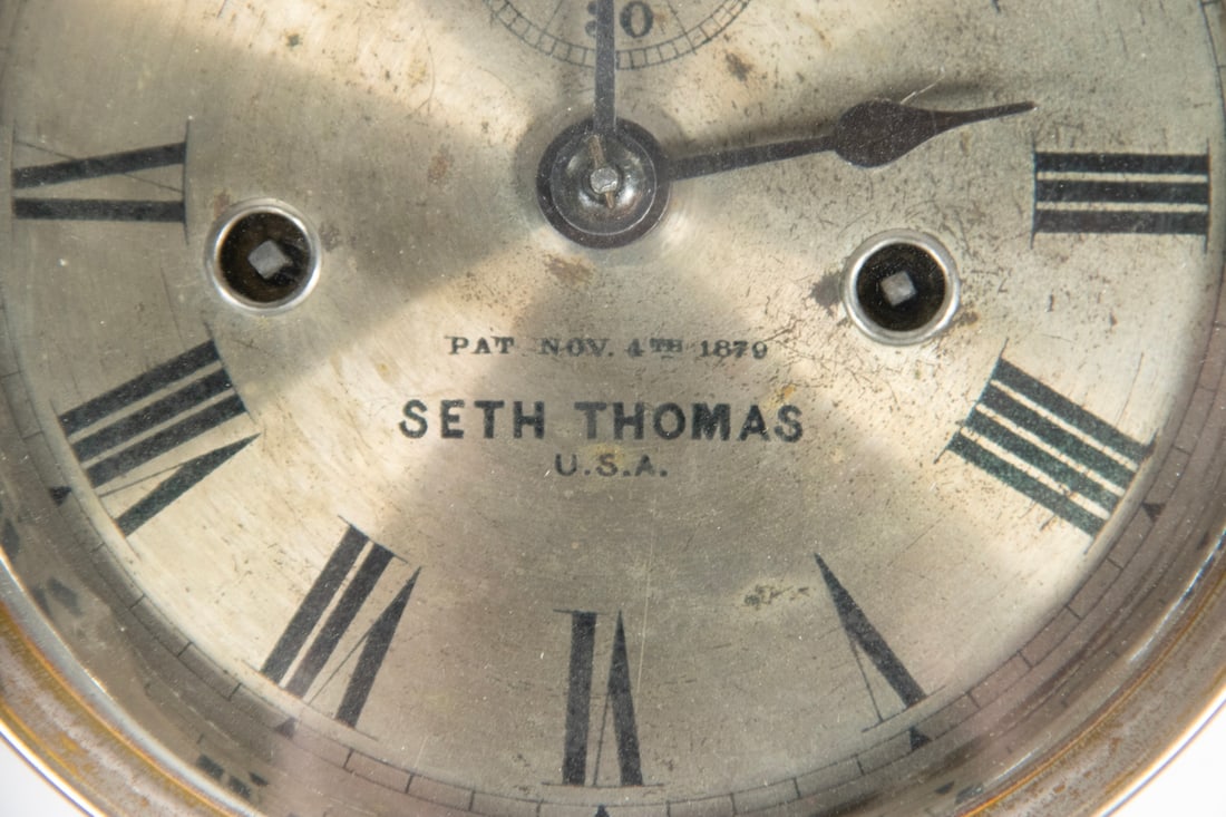 NICKEL PLATED SETH THOMAS SHIP'S BELL CLOCK - 2