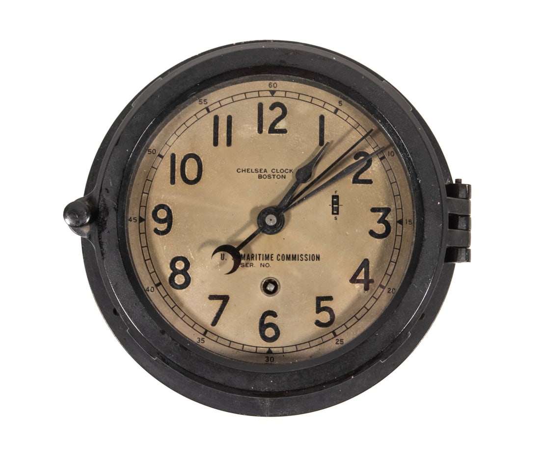 CHELSEA U.S. MARITIME COMMISSION BULKHEAD CLOCK (1 of 3)
