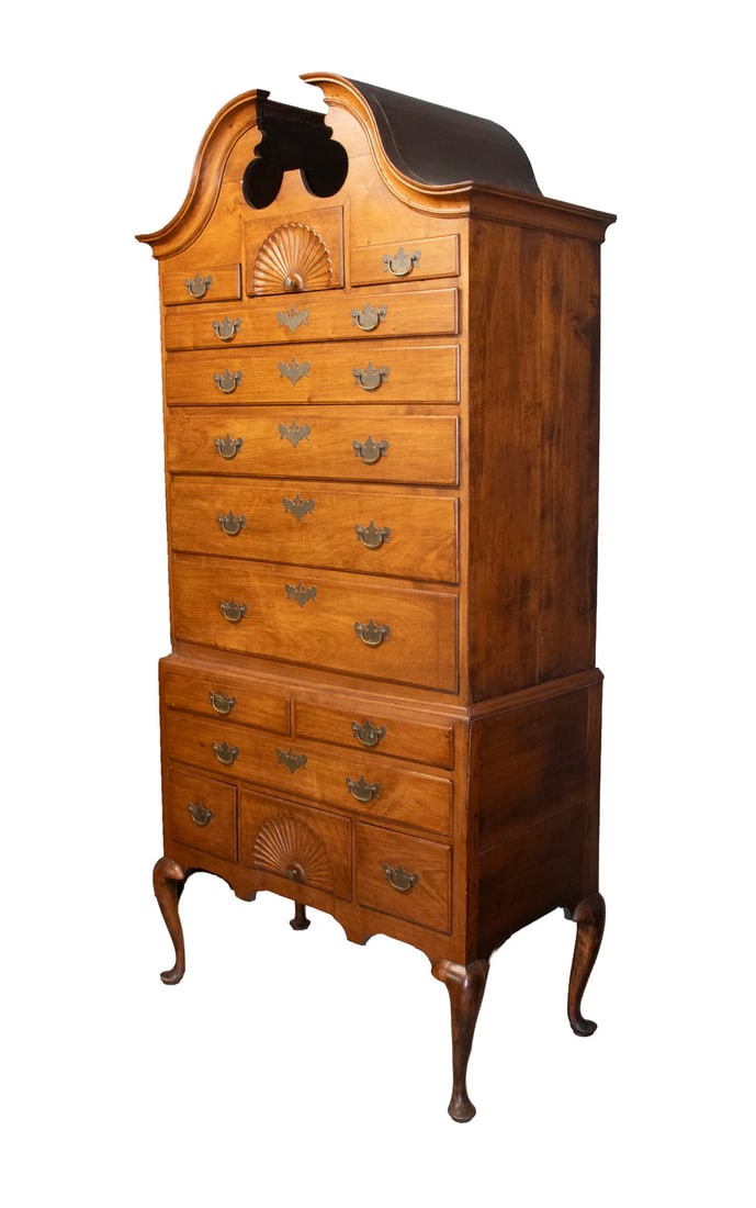 QUEEN ANNE CHERRY BONNET TOP HIGHBOY (1 of 1)