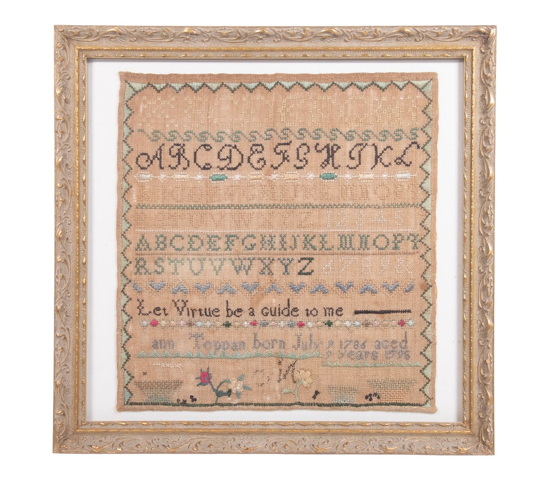 ANN TAPPAN AMERICAN NEEDLEWORK SAMPLER, DATED 1795 - 4