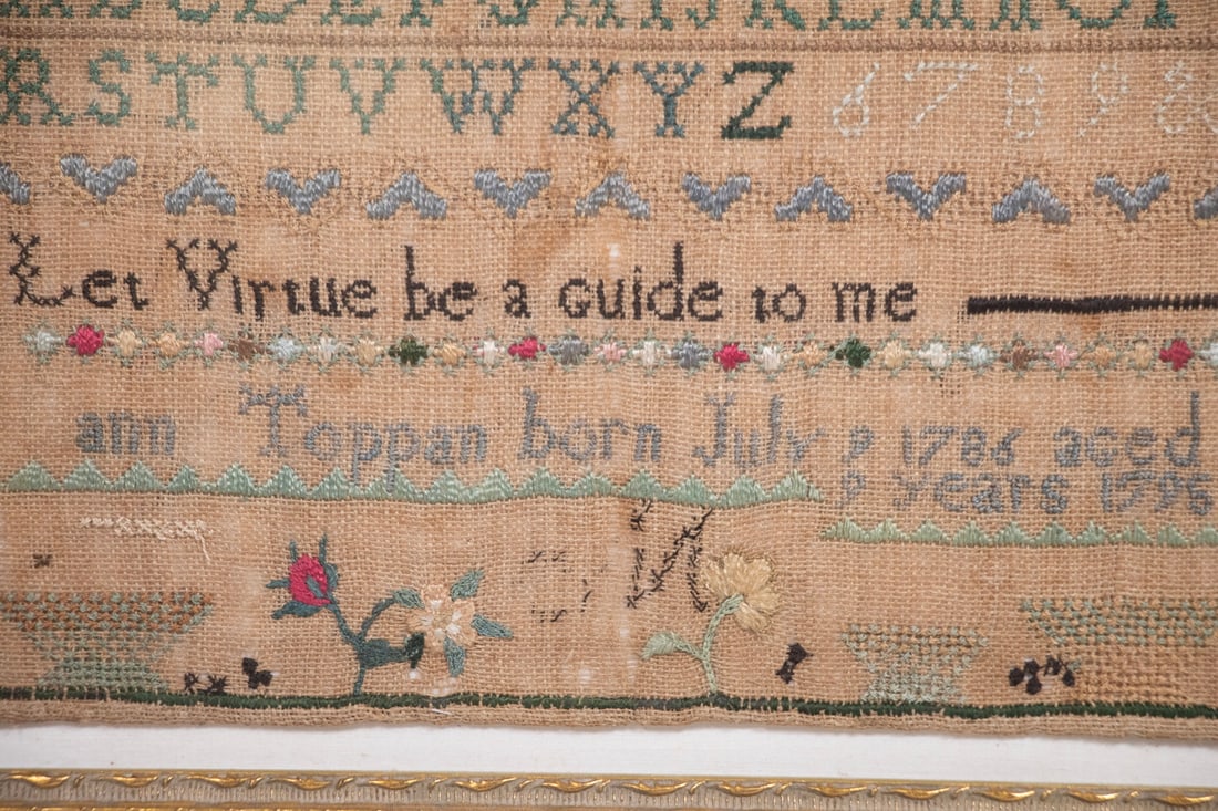 ANN TAPPAN AMERICAN NEEDLEWORK SAMPLER, DATED 1795 - 6