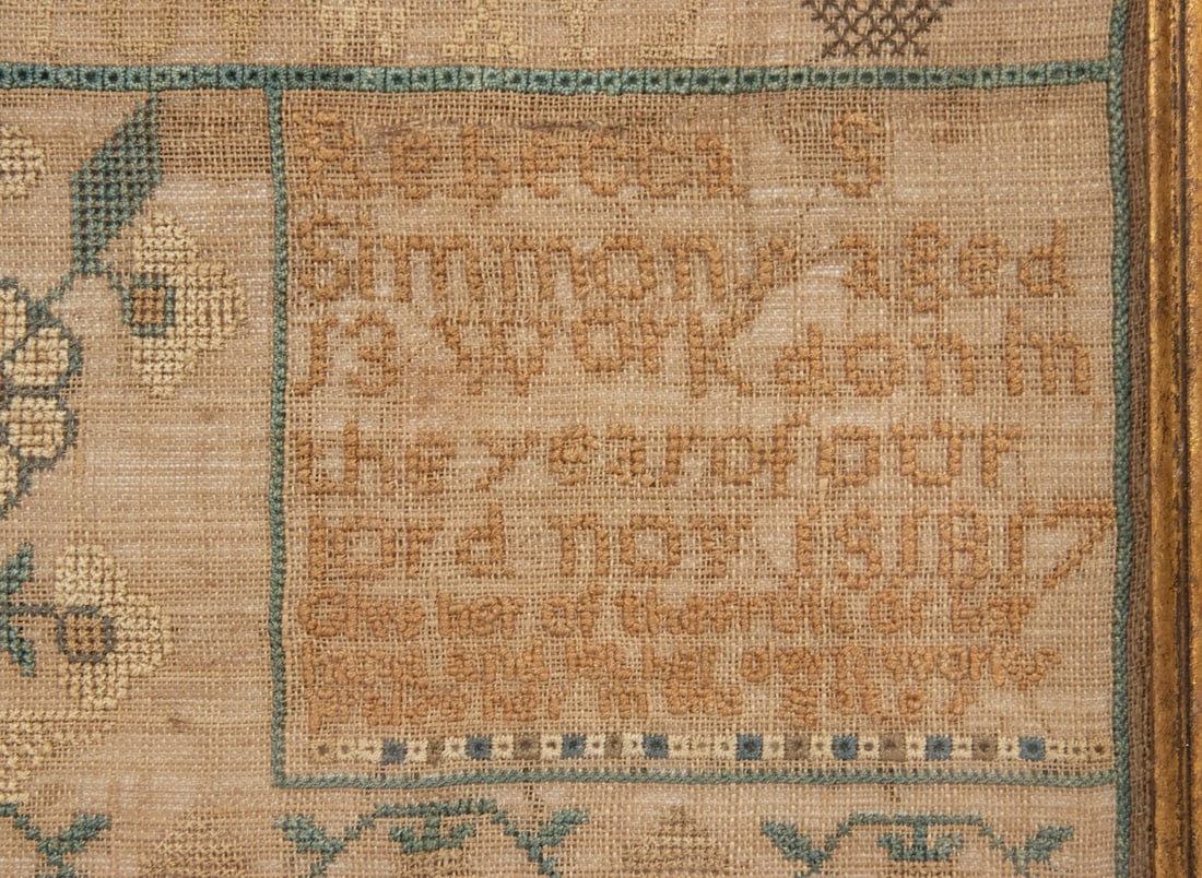 REBECCA SIMMONS AMERICAN NEEDLEWORK SAMPLER, DATED 1817 - 2