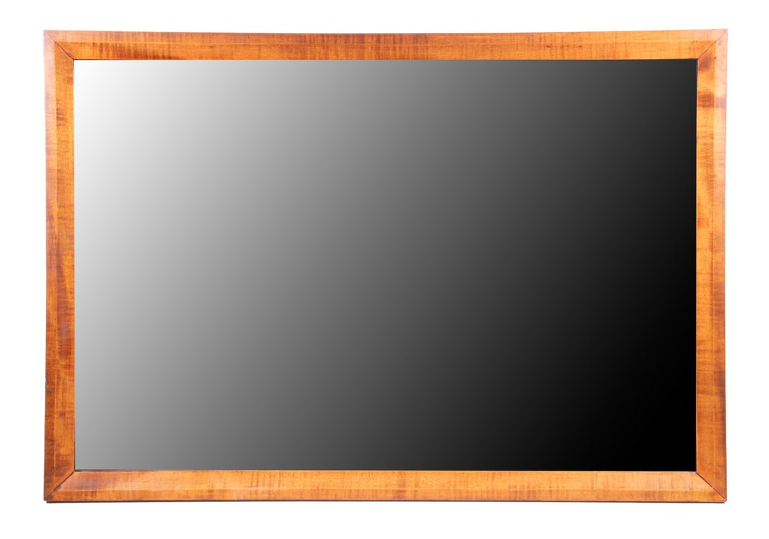 RECTANGULAR WALL MIRROR WITH TIGER MAPLE FRAME (1 of 2)