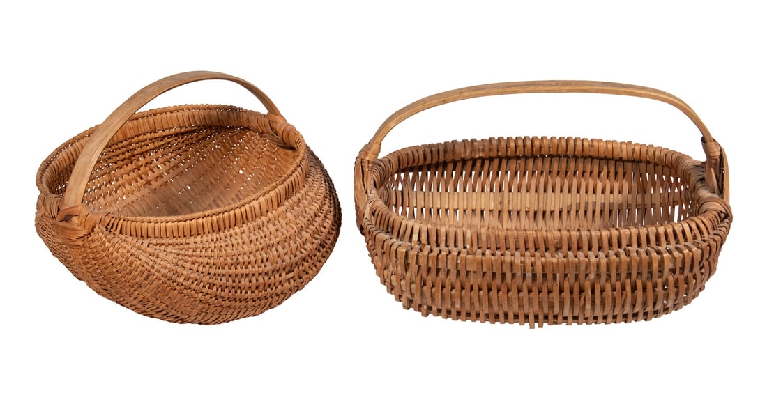 (2) VINTAGE NEW ENGLAND ASH SPLINT BASKETS (1 of 1)