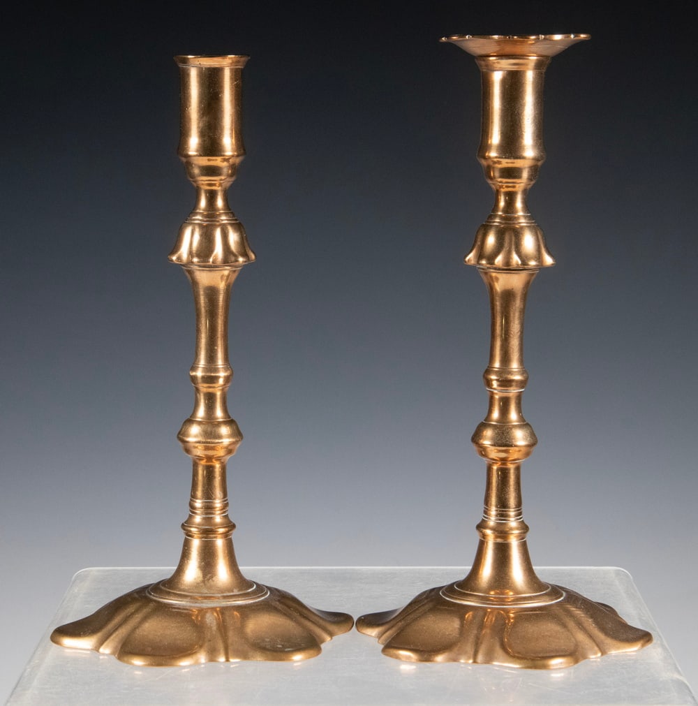 PR GEORGIAN BELL METAL CANDLESTICKS (1 of 2)