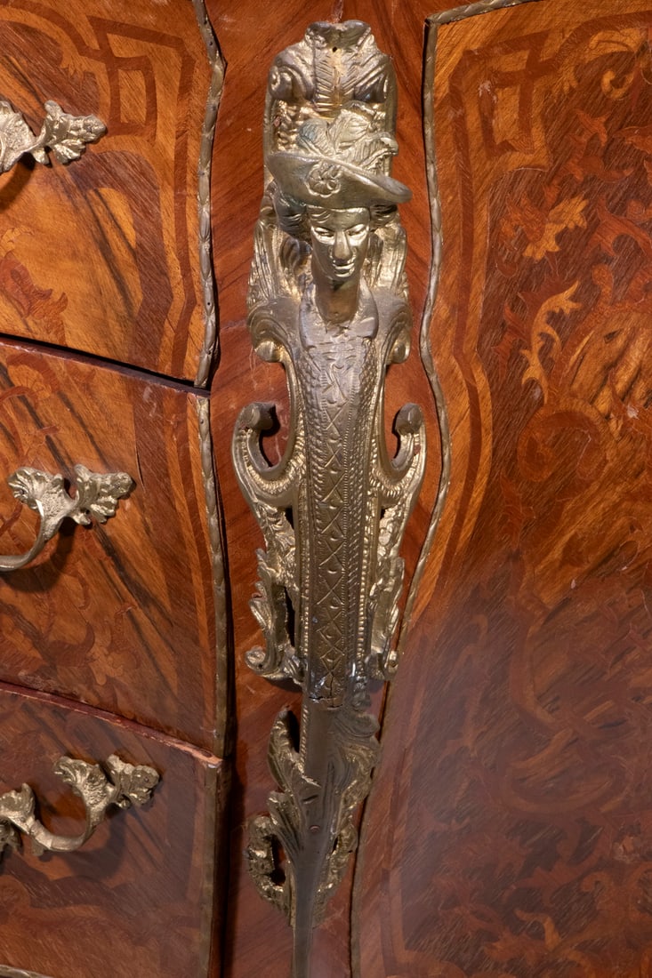 FRENCH MARBLE TOP BOMBE COMMODE - 3