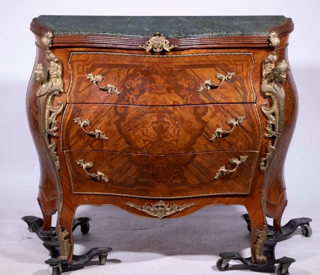 FRENCH MARBLE TOP BOMBE COMMODE - 4