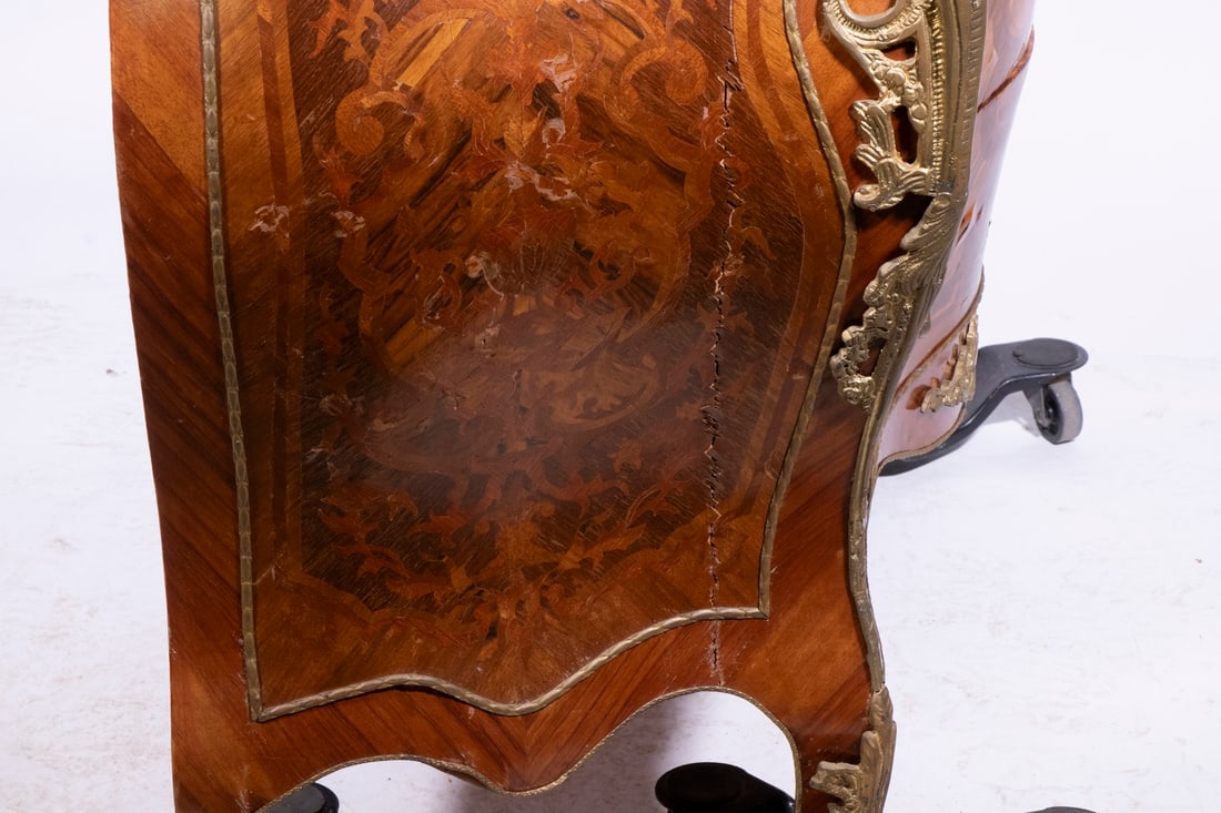 FRENCH MARBLE TOP BOMBE COMMODE - 5