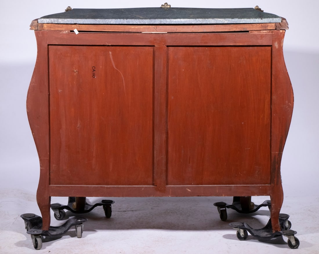 FRENCH MARBLE TOP BOMBE COMMODE - 6