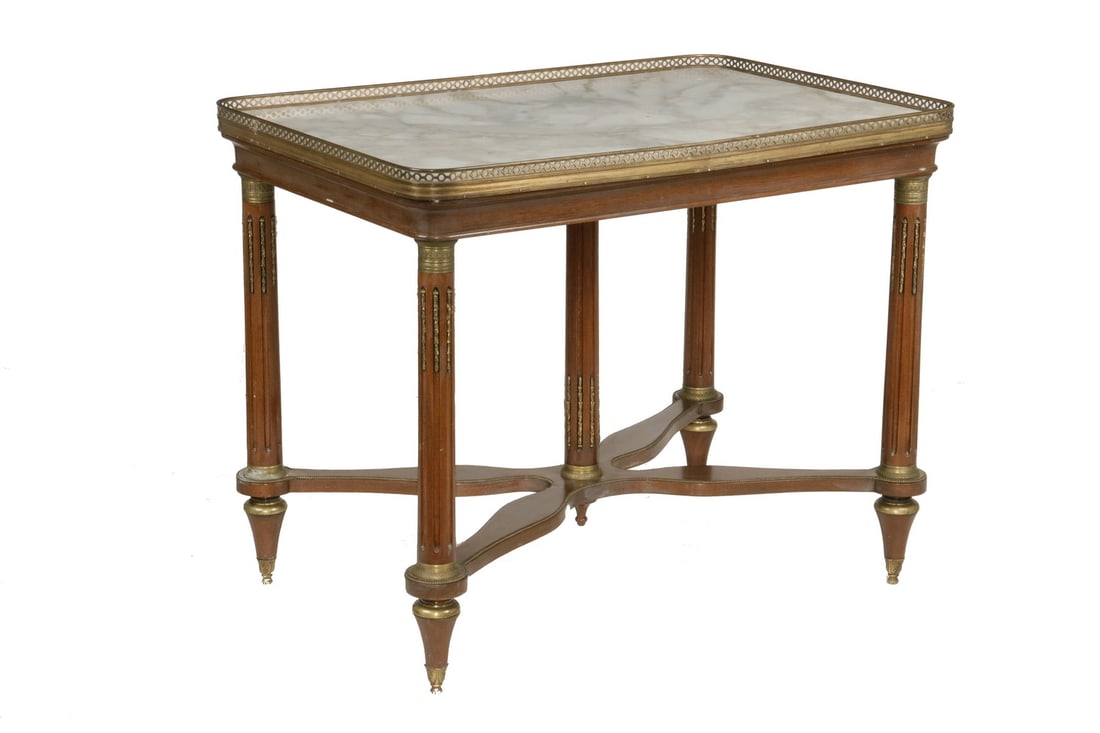FINE FRENCH LOUIS XVI STYLE MARBLE TOP CENTER TABLE (1 of 2)