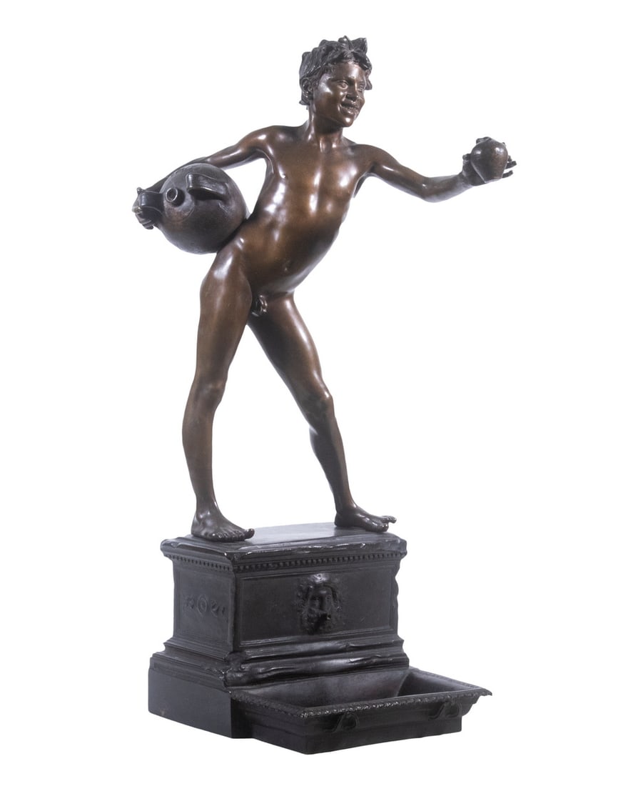 VINCENZO GEMITO (ITALY, 1852-1929) - BRONZE FOUNTAINHEAD (1 of 5)