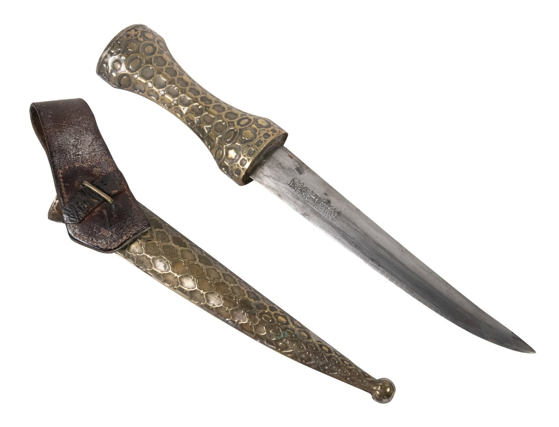 DATED 1916 OTTOMAN DAGGER W/ REPOUSSED SHEATH (1 of 4)