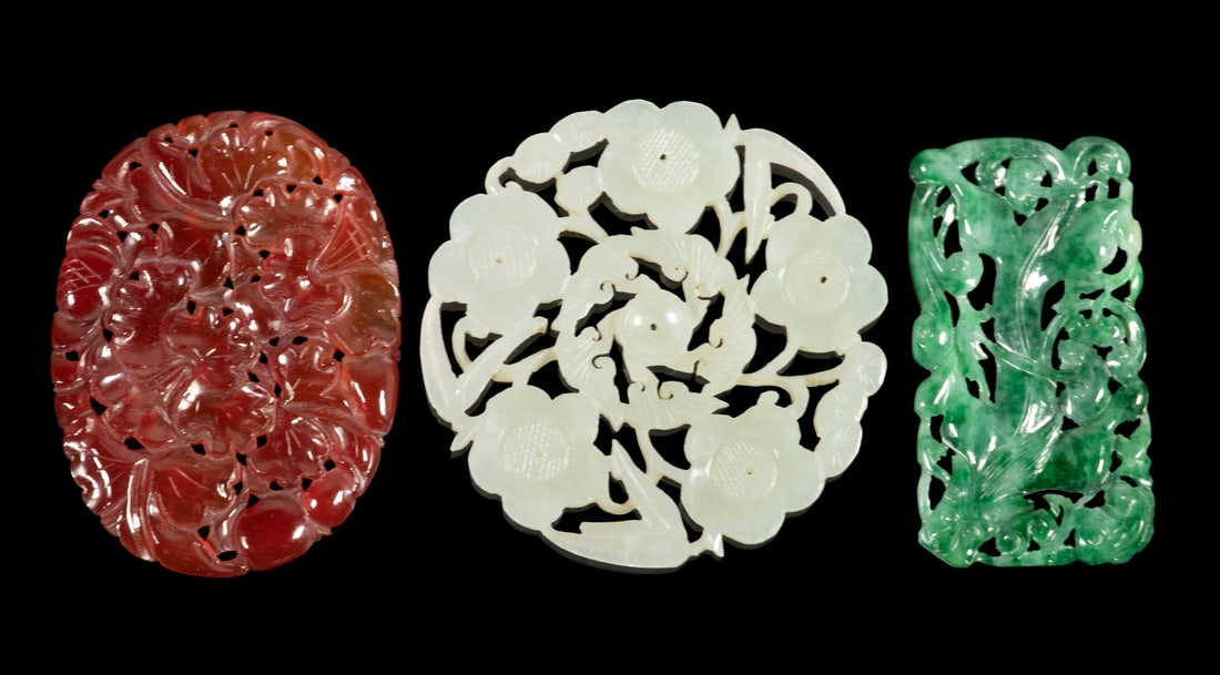 (3) CHINESE CARVED JADE PLAQUES, REPUBLIC PERIOD (1 of 1)
