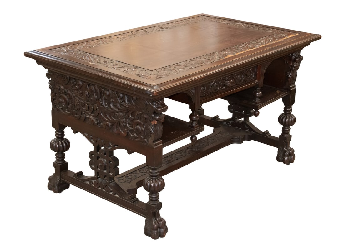 VICTORIAN WALNUT LIBRARY TABLE (1 of 2)