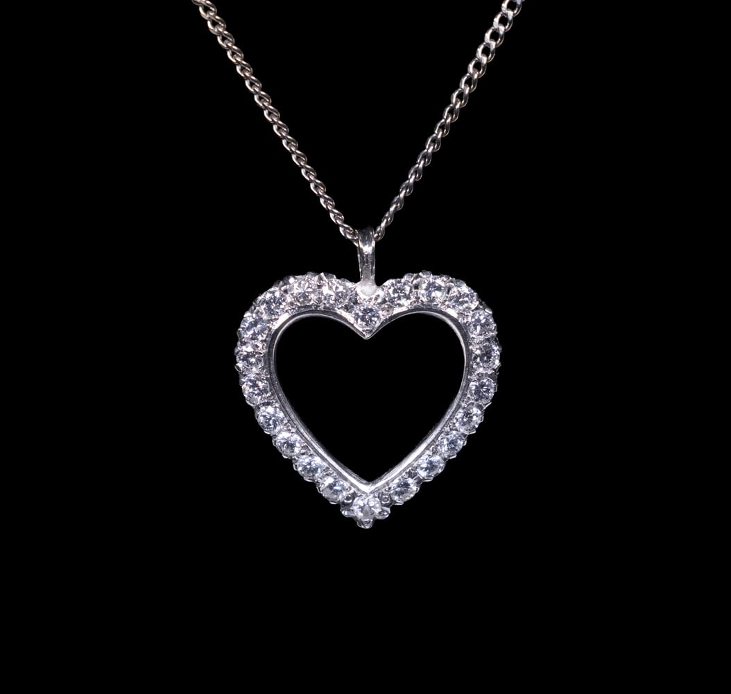 14K WHITE GOLD OPEN DIAMOND HEART PENDANT (1 of 1)