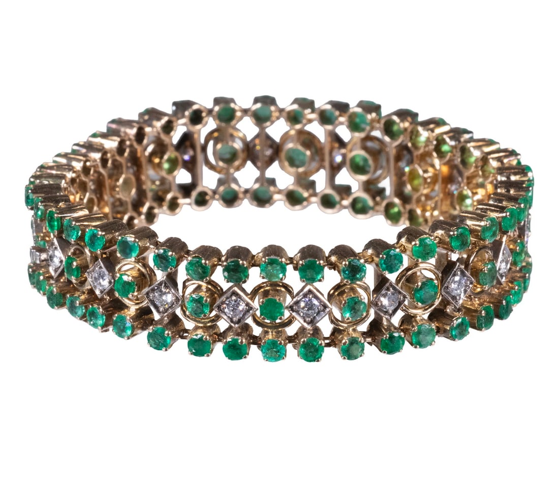 14K GOLD EMERALD AND DIAMOND BRACELET (1 of 2)