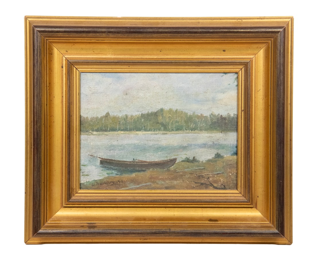 M. MECKELBURG LAKE SCENE WITH CANOE, 1915 (1 of 4)