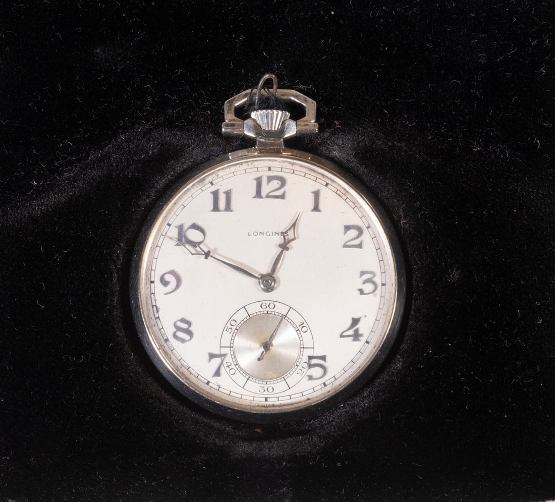 RARE LONGINES ART DECO 18K WHITE GOLD 21 JEWEL POCKET WATCH (1 of 3)
