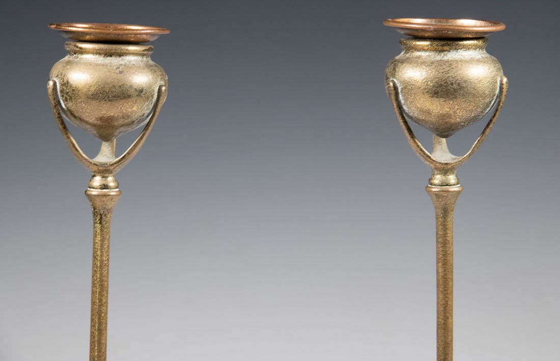 PR TIFFANY STUDIOS BRONZE CANDLESTICKS - 2