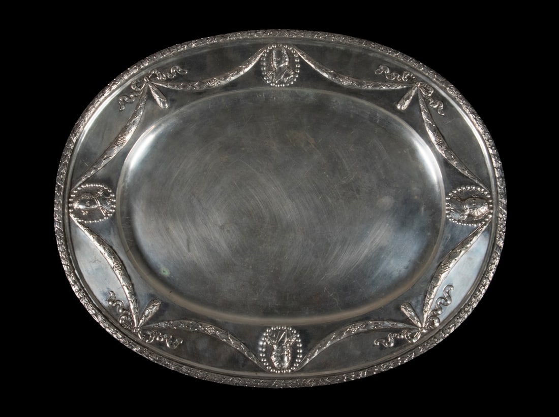 GEORG ROTH & CO. .800 SILVER OVAL TRAY, C. 1900 (1 of 4)