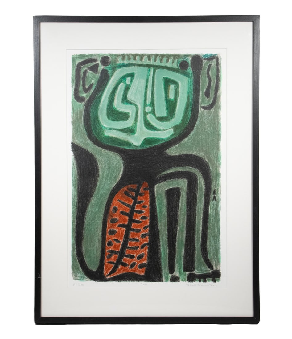 WILL BARNETT (NY/PA, 1911-2012): Tom, color lithograph, pencil signed, dated 2010, marked AP (artist's proof) 9/20, in black box frame, matted under glass.OS: 31 x 22 3/4 in. (78.7 x 57.8 cm.), SS: 23 x 15 in. (58.4 x 38.1 cm.)