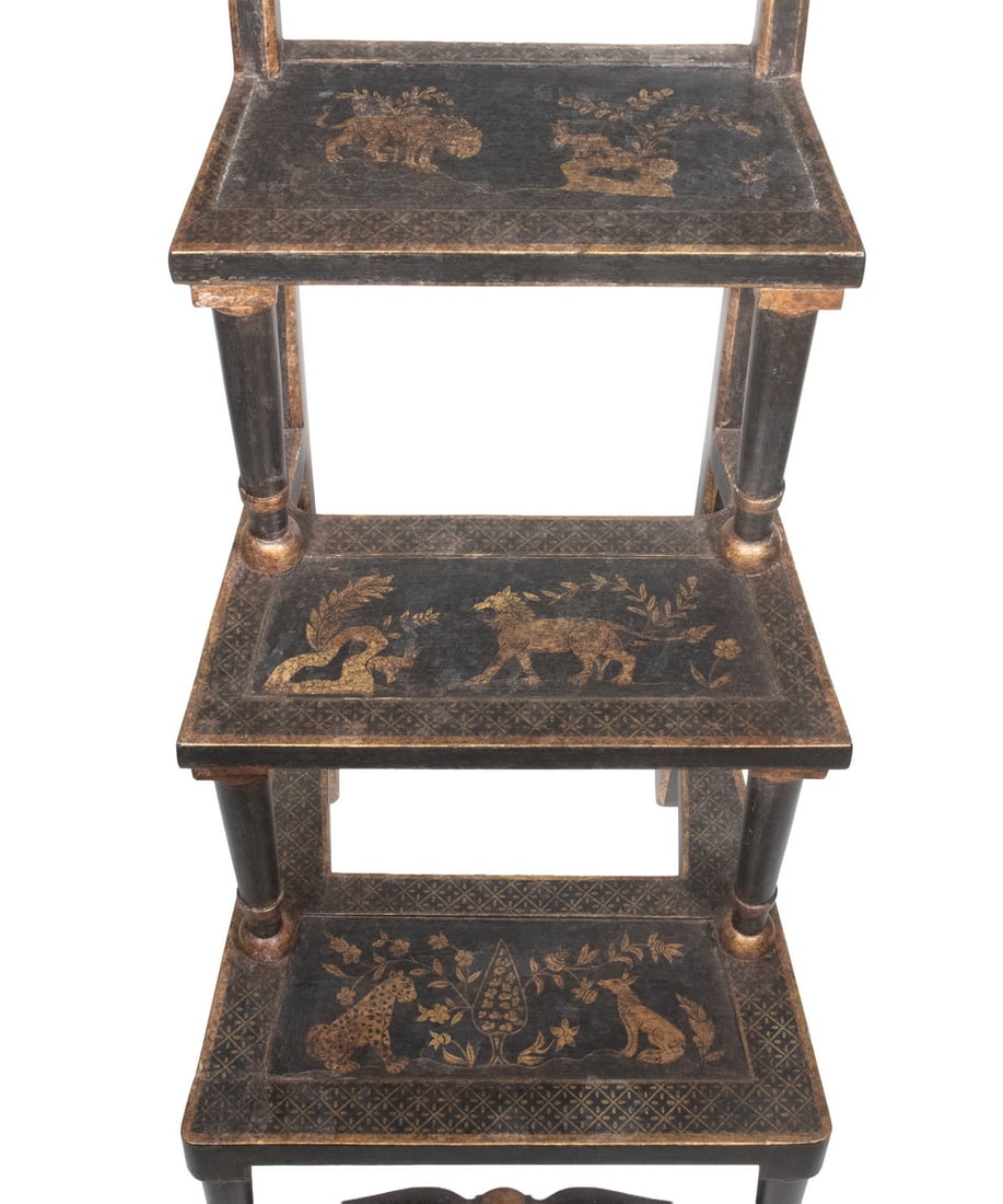 CUSTOM JAPANNED LIBRARY STEPS - 2