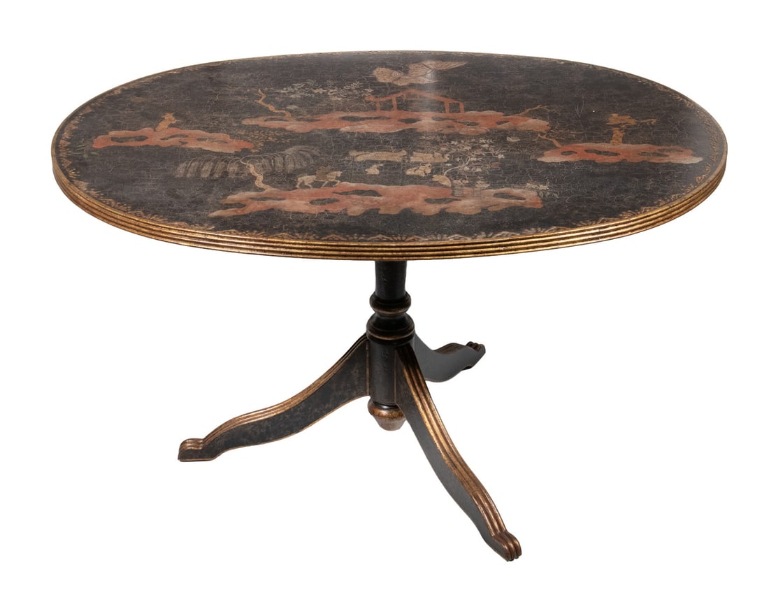 CUSTOM PAINTED OVAL COFFEE TABLE (1 of 3)